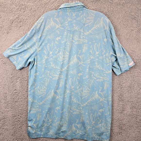 Straight Down Men's Performance Golf Polo Shirt Blue Hawaiian Style Size M - Picture 6 of 10